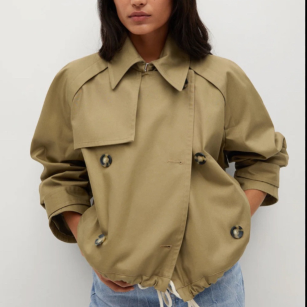 MANGO: Cropped Trench Coat with lapels (Size- XS)- NWOT